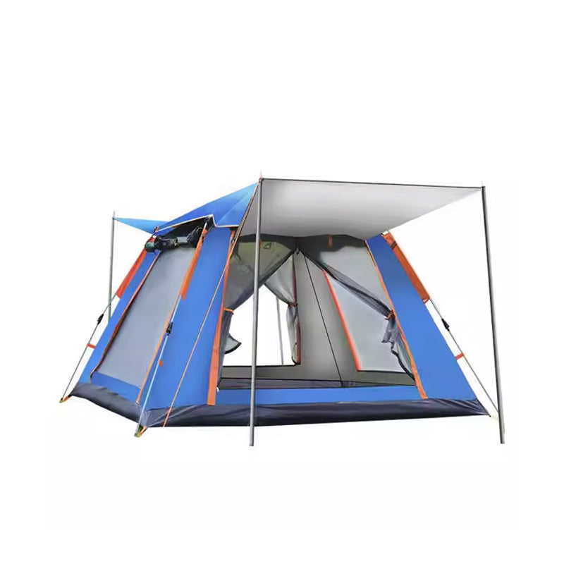 Vandtæt pop-up festivaltelt til 3-4 personer med 4 døre, 215x215 cm, blå